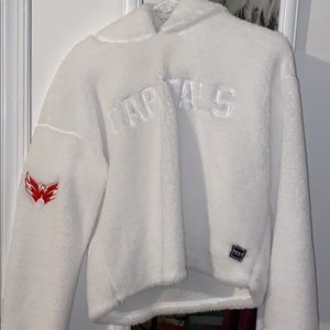 White Cropped Capitals Hoodie